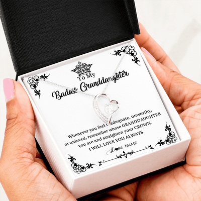 Forever Love Necklace | Personalized To My Granddaughter Necklace From Grandma I Will Love You Always Granddaughter Jewelry Birthday Christmas Customized Message Card | siriusteestore