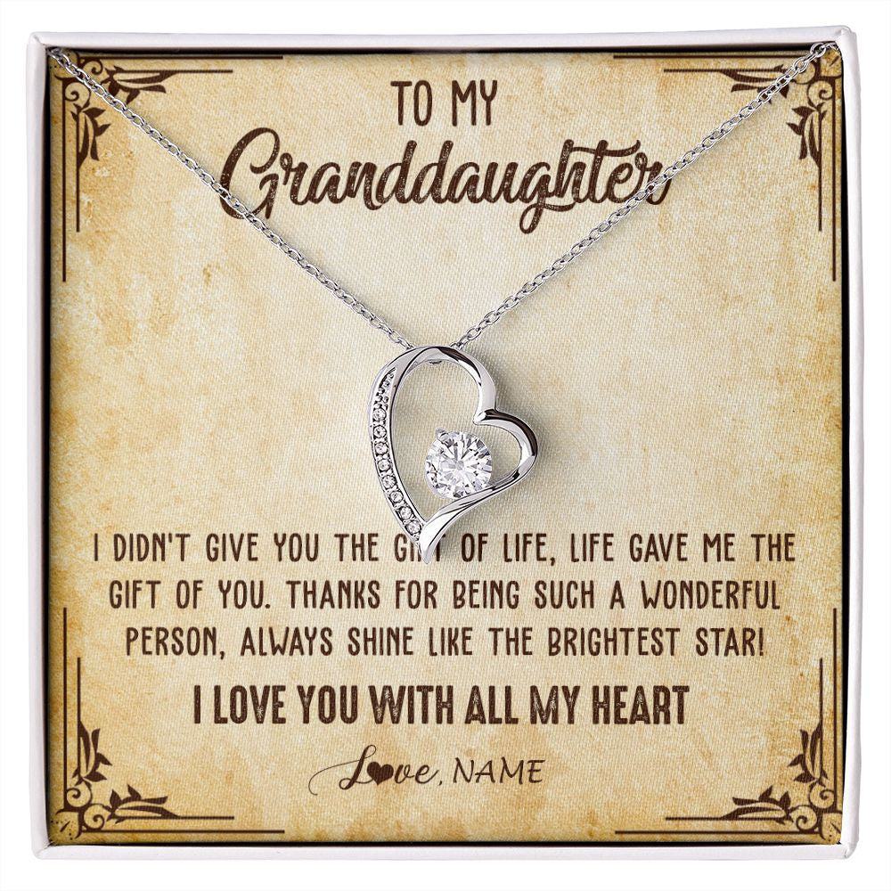 Forever Love Necklace | Personalized To My Granddaughter Necklace From Grandma Nana I Love You With All My Heart Granddaughter Birthday Christmas Customized Gift Box Message Card | siriusteestore