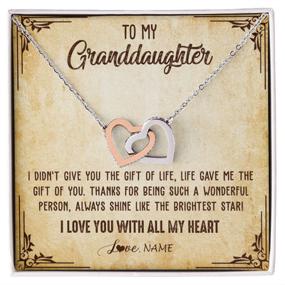 Interlocking Hearts Necklace | Personalized To My Granddaughter Necklace From Grandma Nana I Love You With All My Heart Granddaughter Birthday Christmas Customized Gift Box Message Card | siriusteestore