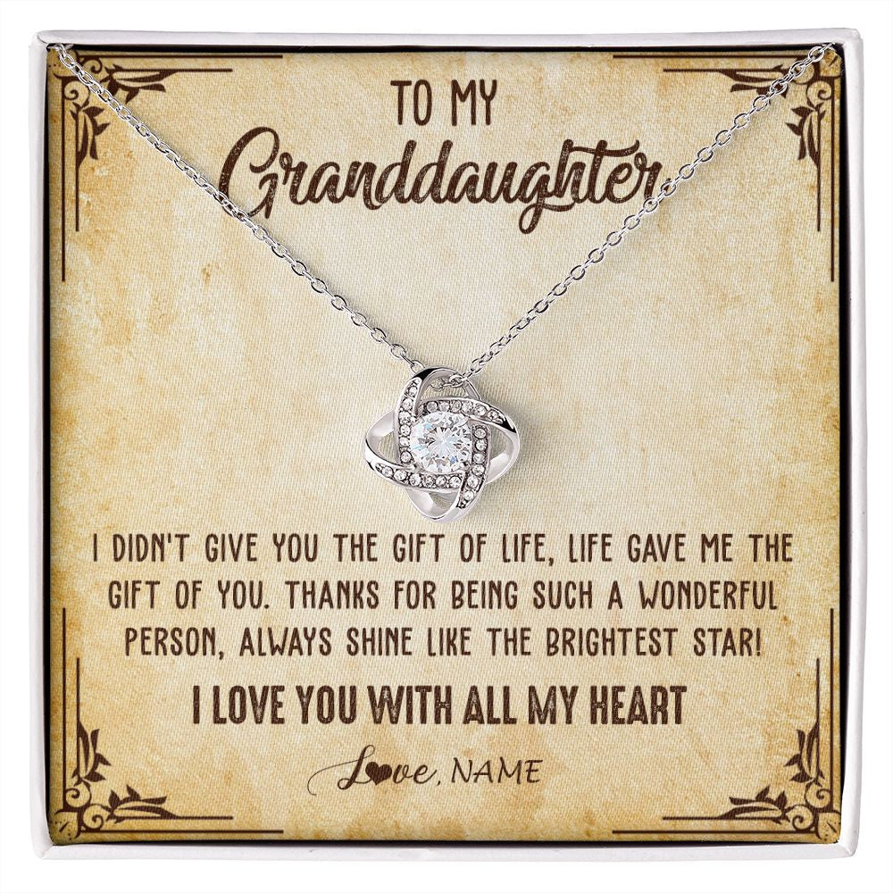Love Knot Necklace | Personalized To My Granddaughter Necklace From Grandma Nana I Love You With All My Heart Granddaughter Birthday Christmas Customized Gift Box Message Card | siriusteestore