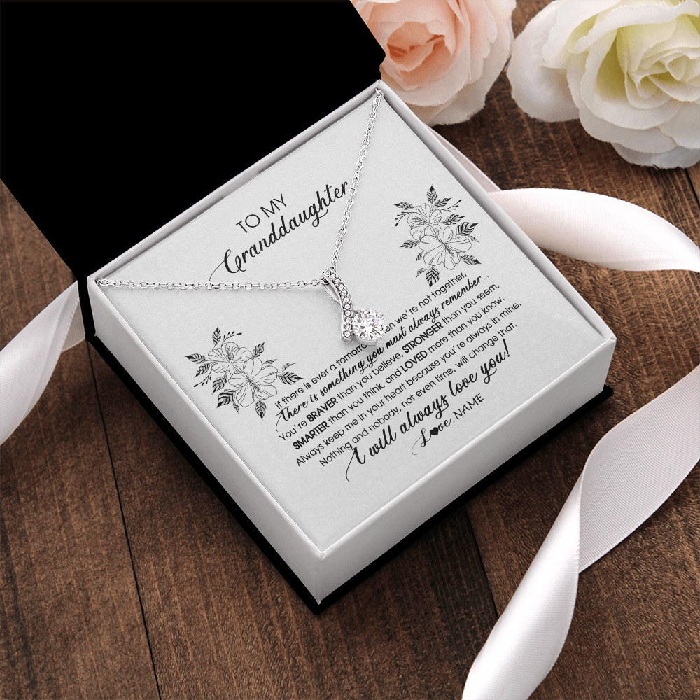 Alluring Beauty Necklace | Personalized To My Granddaughter Necklace From Grandma Nana Papa Not Even Time Floral Granddaughter Graduation Birthday Customized Message Card | siriusteestore