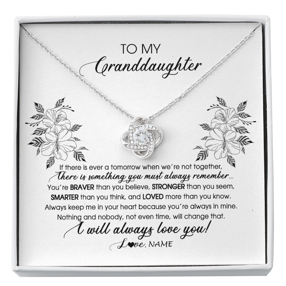 Love Knot Necklace | Personalized To My Granddaughter Necklace From Grandma Nana Papa Not Even Time Floral Granddaughter Graduation Birthday Customized Message Card | siriusteestore