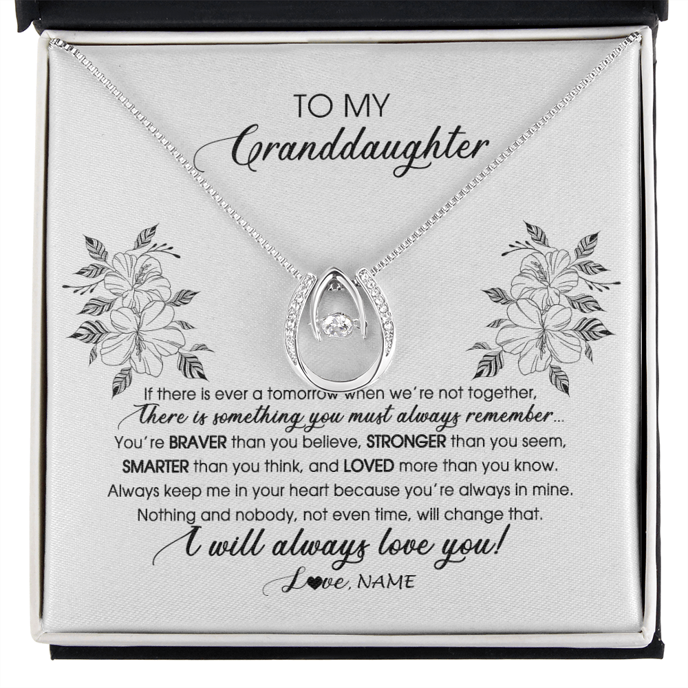 Lucky In Love Necklace | Personalized To My Granddaughter Necklace From Grandma Nana Papa Not Even Time Floral Granddaughter Graduation Birthday Customized Message Card | siriusteestore