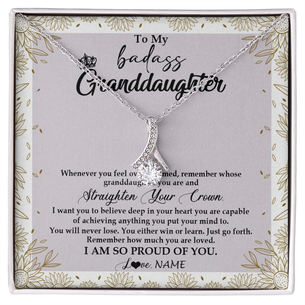 Alluring Beauty Necklace | Personalized To My Granddaughter Necklace From Grandma Nana Straighten Your Crown Granddaughter Birthday Graduation Christmas Customized Gift Box Message Card | siriusteestore