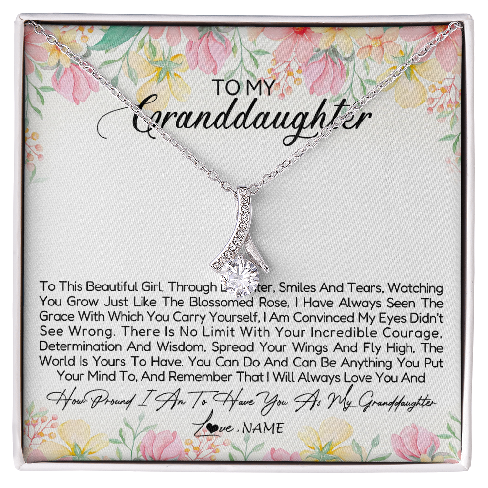 Alluring Beauty Necklace | Personalized To My Granddaughter Necklace From Grandma Nana To This Beautiful Girl Granddaughter Jewelry Birthday Christmas Customized Gift Box Message Card | siriusteestore