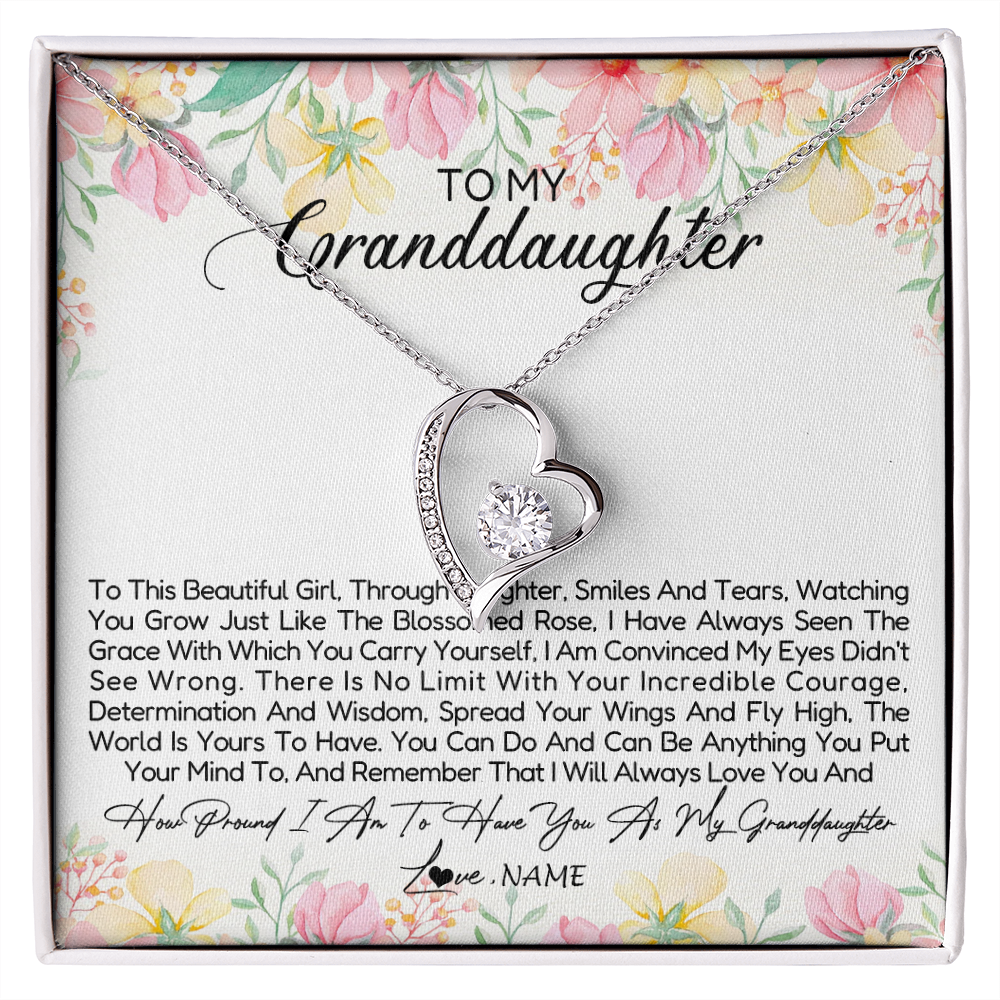 Forever Love Necklace | Personalized To My Granddaughter Necklace From Grandma Nana To This Beautiful Girl Granddaughter Jewelry Birthday Christmas Customized Gift Box Message Card | siriusteestore