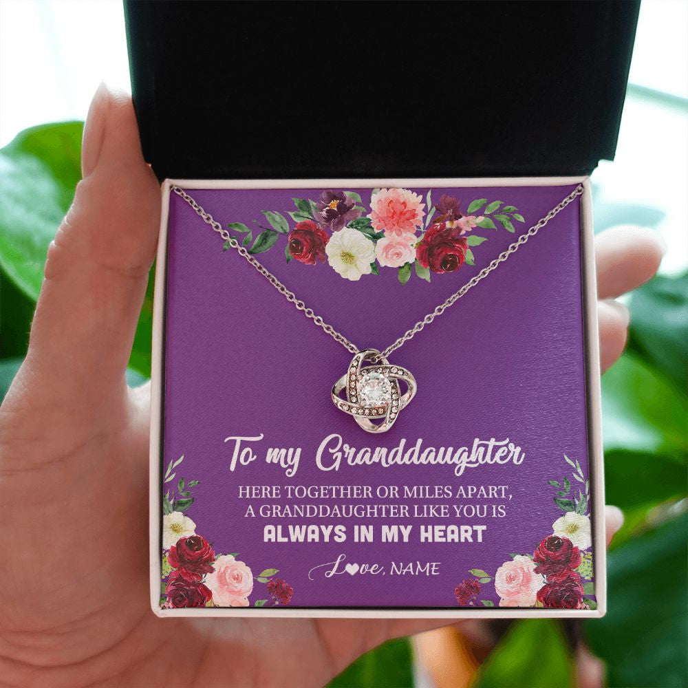 Love Knot Necklace | Personalized To My Granddaughter Necklace From Grandma Nana You Is Always In My Heart Granddaughter Birthday Christmas Customized Gift Box Message Card | siriusteestore