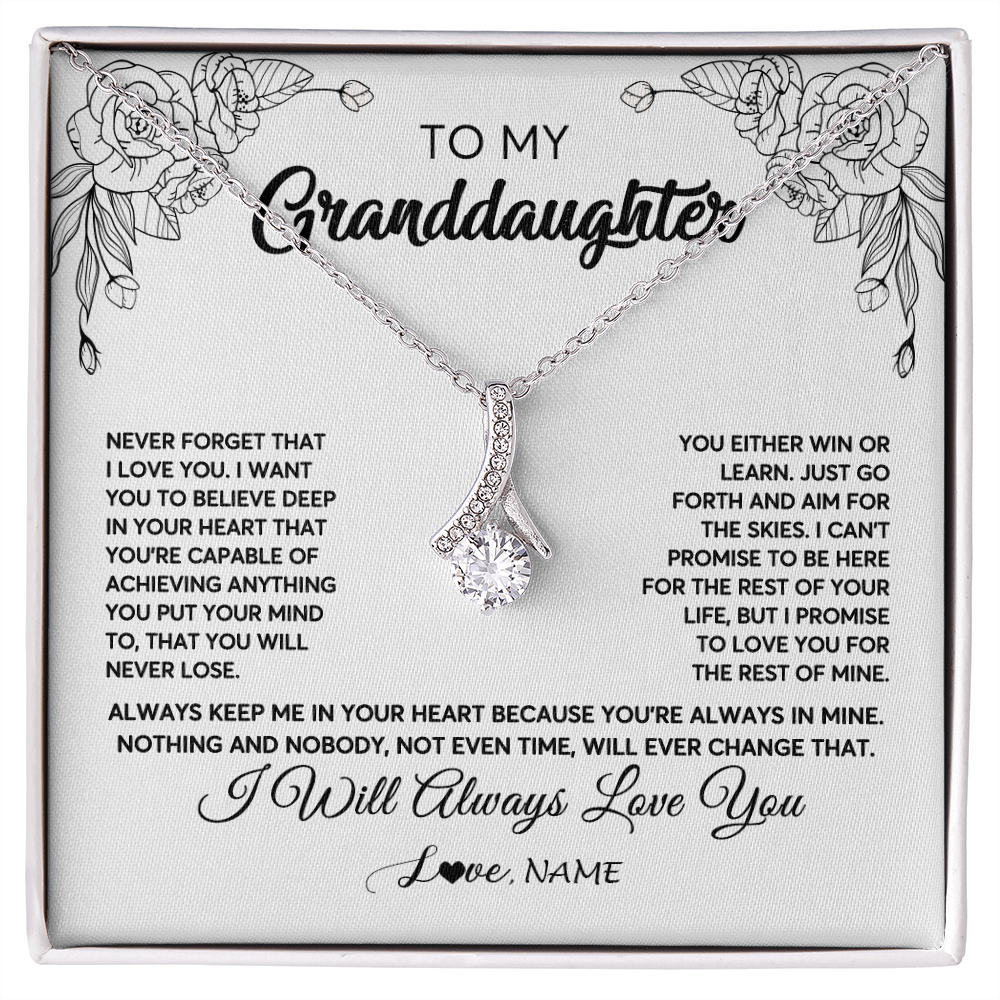 Alluring Beauty Necklace | Personalized To My Granddaughter Necklace From Grandma Never Forget That I Love You Granddaughter Birthday Christmas Jewelry Customized Gift Box Message Card | siriusteestore