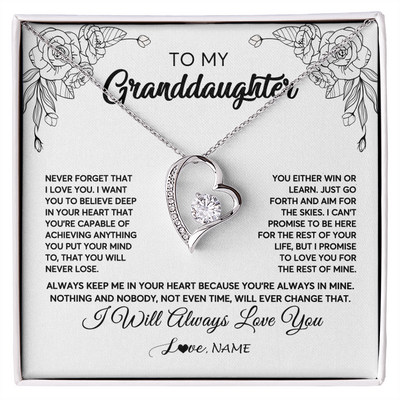 Forever Love Necklace | Personalized To My Granddaughter Necklace From Grandma Never Forget That I Love You Granddaughter Birthday Christmas Jewelry Customized Gift Box Message Card | siriusteestore