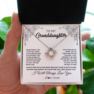 Love Knot Necklace | Personalized To My Granddaughter Necklace From Grandma Never Forget That I Love You Granddaughter Birthday Christmas Jewelry Customized Gift Box Message Card | siriusteestore
