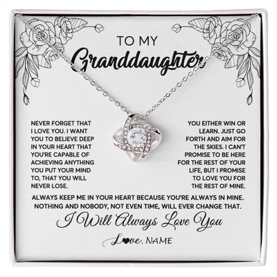 Love Knot Necklace | Personalized To My Granddaughter Necklace From Grandma Never Forget That I Love You Granddaughter Birthday Christmas Jewelry Customized Gift Box Message Card | siriusteestore