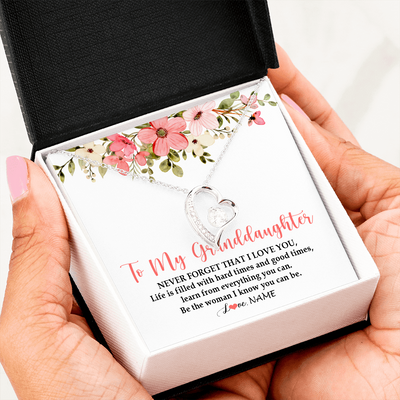 Forever Love Necklace | Personalized To My Granddaughter Necklace From Grandma Never Forget That I Love You Granddaughter Jewelry Birthday Christmas Customized Gift Box Message Card | siriusteestore