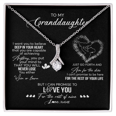 Alluring Beauty Necklace | Personalized To My Granddaughter Necklace From Grandma Promise To Love You Granddaughter Birthday Graduation Christmas Pendant Customized Gift Box Message Card | siriusteestore