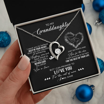 Forever Love Necklace | Personalized To My Granddaughter Necklace From Grandma Promise To Love You Granddaughter Birthday Graduation Christmas Pendant Customized Gift Box Message Card | siriusteestore