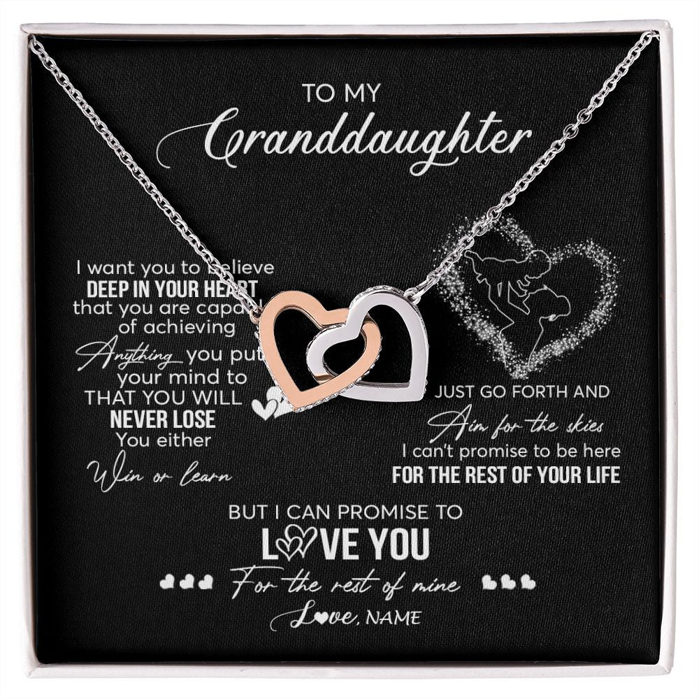 Interlocking Hearts Necklace | Personalized To My Granddaughter Necklace From Grandma Promise To Love You Granddaughter Birthday Graduation Christmas Pendant Customized Gift Box Message Card | siriusteestore