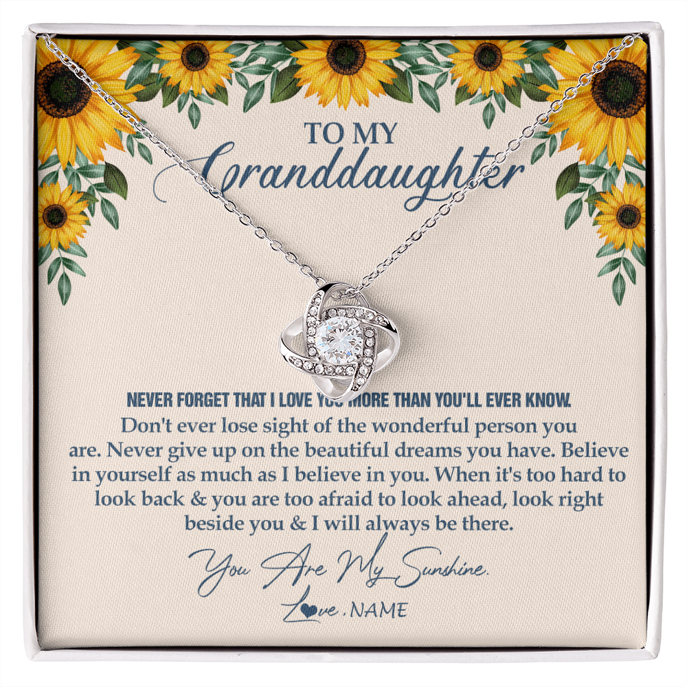 Love Knot Necklace | Personalized To My Granddaughter Necklace From Grandma Sunflower You Are My Sunshine Granddaughter Jewelry Graduation Birthday Customized Gift Box Message Card | siriusteestore
