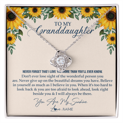 Love Knot Necklace | Personalized To My Granddaughter Necklace From Grandma Sunflower You Are My Sunshine Granddaughter Jewelry Graduation Birthday Customized Gift Box Message Card | siriusteestore