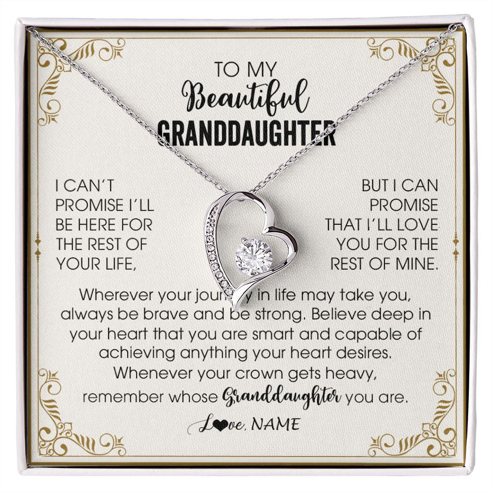 Forever Love Necklace | Personalized To My Granddaughter Necklace From Grandma Wherever Your Journey in Life There Birthday Graduation Christmas Customized Gift Box Message Card | siriusteestore