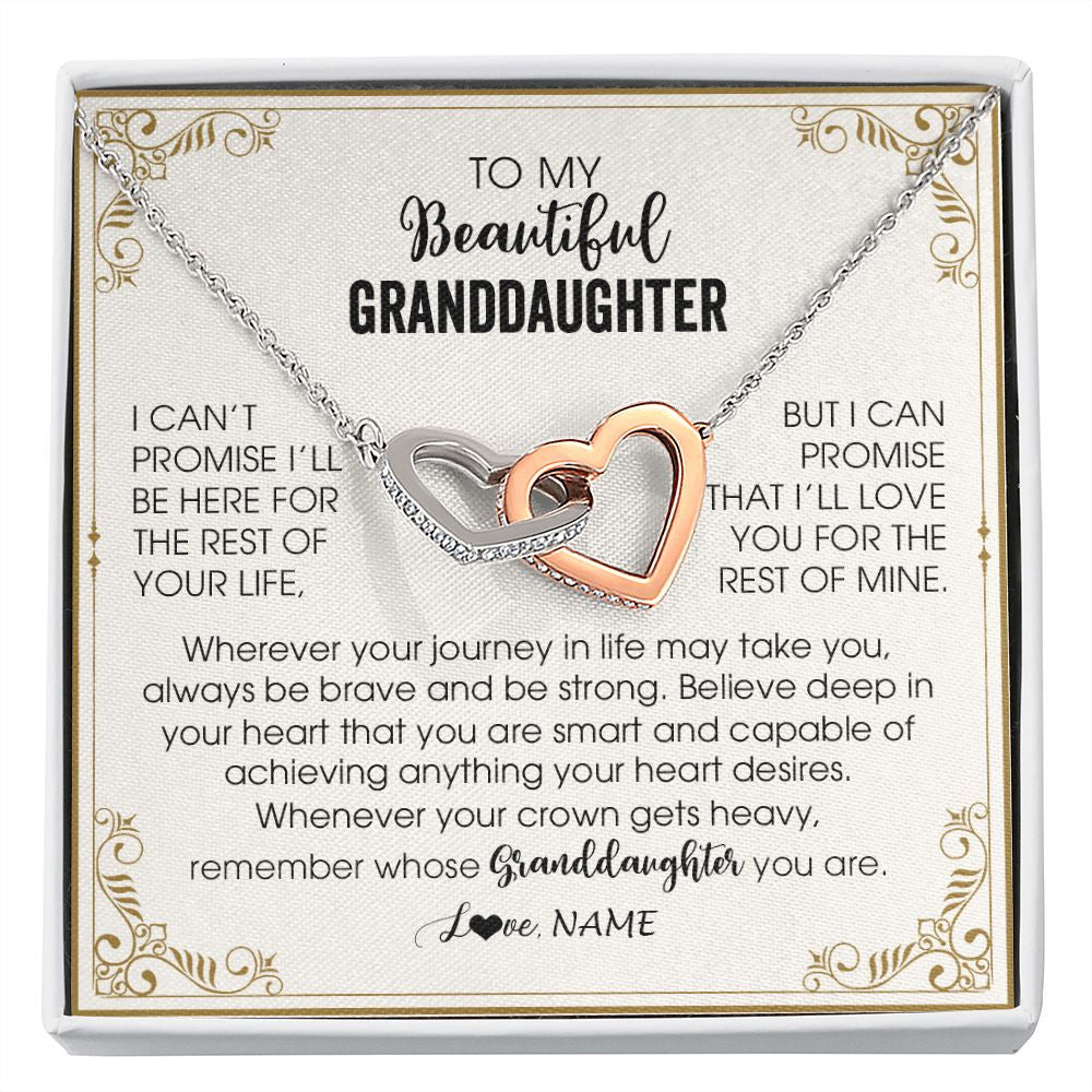 Interlocking Hearts Necklace | Personalized To My Granddaughter Necklace From Grandma Wherever Your Journey in Life There Birthday Graduation Christmas Customized Gift Box Message Card | siriusteestore