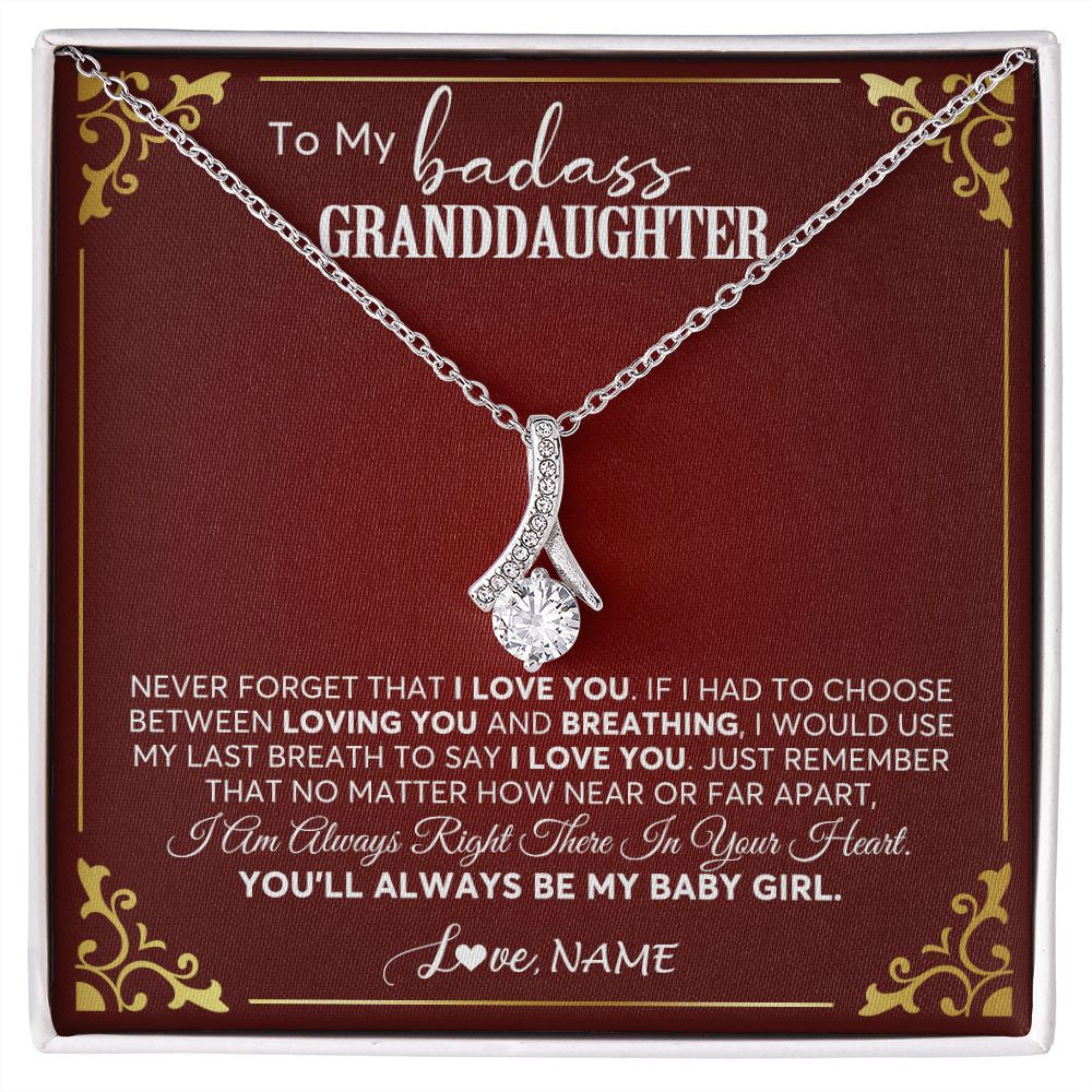Alluring Beauty Necklace | Personalized To My Granddaughter Necklace From Grandma You'Ll Always Be My Baby Girl Granddaughter Birthday Christmas Customized Gift Box Message Card | siriusteestore