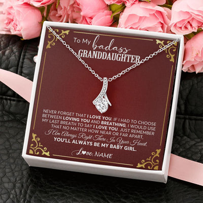 Alluring Beauty Necklace | Personalized To My Granddaughter Necklace From Grandma You'Ll Always Be My Baby Girl Granddaughter Birthday Christmas Customized Gift Box Message Card | siriusteestore