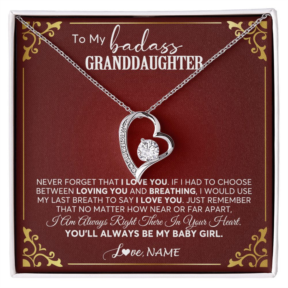 Forever Love Necklace | Personalized To My Granddaughter Necklace From Grandma You'Ll Always Be My Baby Girl Granddaughter Birthday Christmas Customized Gift Box Message Card | siriusteestore