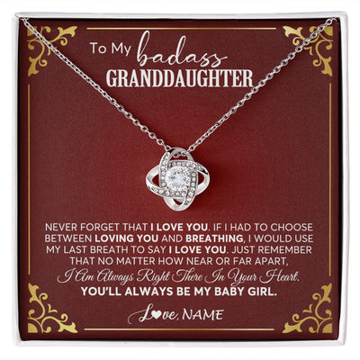 Love Knot Necklace | Personalized To My Granddaughter Necklace From Grandma You'Ll Always Be My Baby Girl Granddaughter Birthday Christmas Customized Gift Box Message Card | siriusteestore