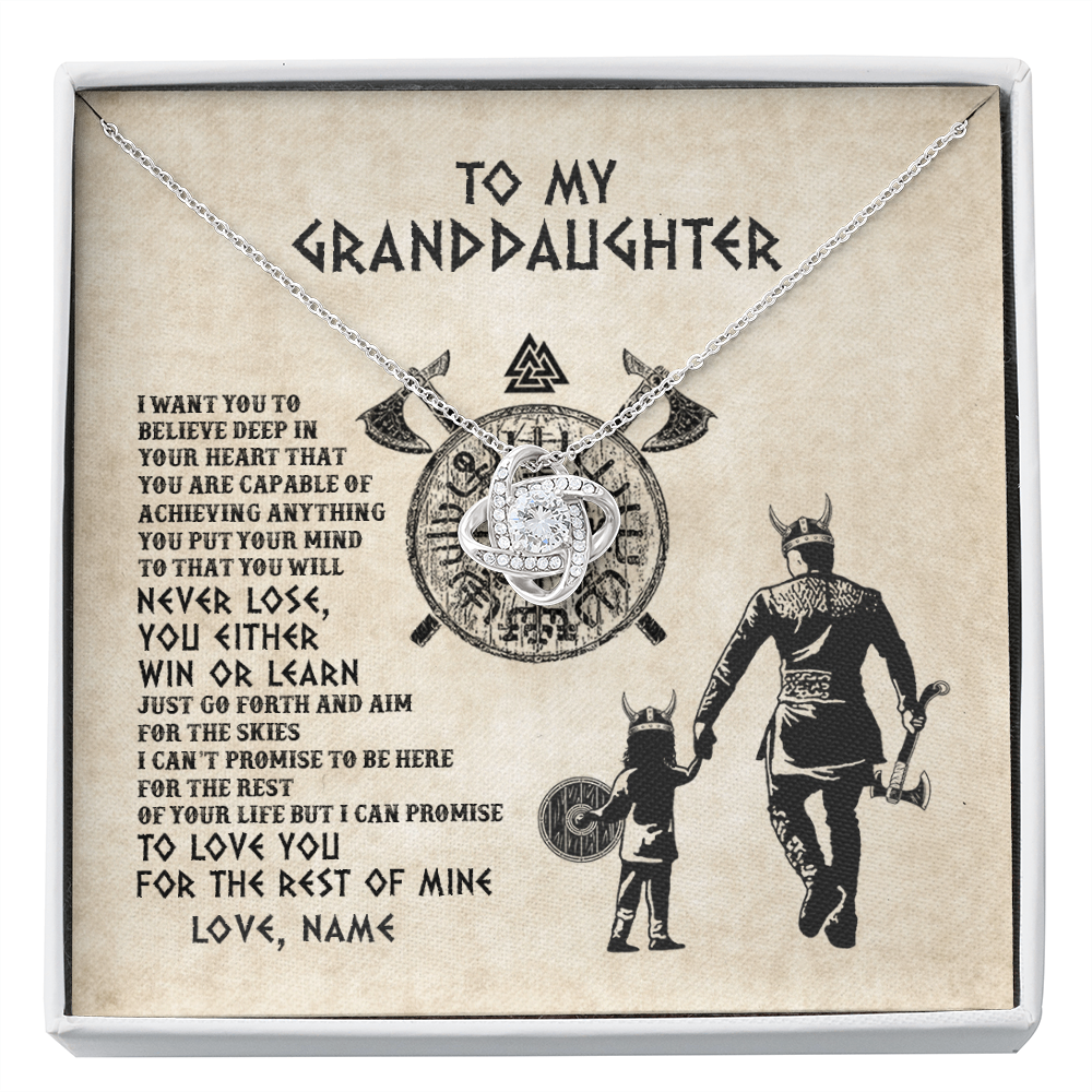 Love Knot Necklace | Personalized To My Granddaughter Necklace From Grandpa Papa You Will Never Lose Viking Granddaughter Birthday Graduation Christmas Customized Message Card | siriusteestore