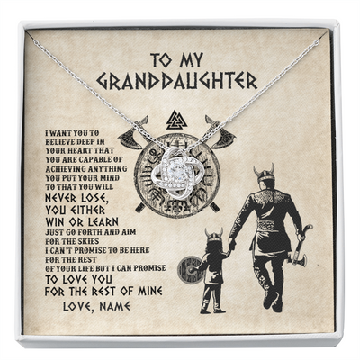 Love Knot Necklace | Personalized To My Granddaughter Necklace From Grandpa Papa You Will Never Lose Viking Granddaughter Birthday Graduation Christmas Customized Message Card | siriusteestore