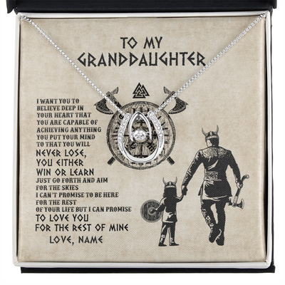 Lucky In Love Necklace | Personalized To My Granddaughter Necklace From Grandpa Papa You Will Never Lose Viking Granddaughter Birthday Graduation Christmas Customized Message Card | siriusteestore