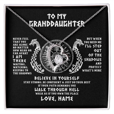 Forever Love Necklace | Personalized To My Granddaughter Necklace Viking Never Feel You Are Alone Odin Scandinavian Norse Runes Birthday Christmas Customized Gift Box Message Card | siriusteestore