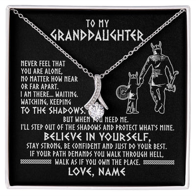 Alluring Beauty Necklace | Personalized To My Granddaughter Necklace Viking Never Feel You Are Alone Scandinavian Runes Viking Birthday Christmas Customized Gift Box Message Card | siriusteestore