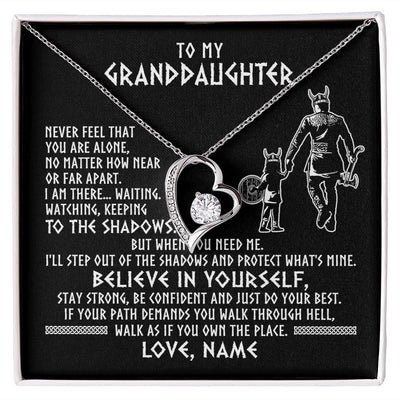 Forever Love Necklace | Personalized To My Granddaughter Necklace Viking Never Feel You Are Alone Scandinavian Runes Viking Birthday Christmas Customized Gift Box Message Card | siriusteestore