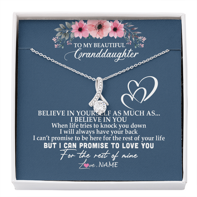 Alluring Beauty Necklace | Personalized To My Granddaughter Necklace from Grandma Nana Papa Believe In Yourself Granddaughter Graduation Birthday Customized Message Card | siriusteestore