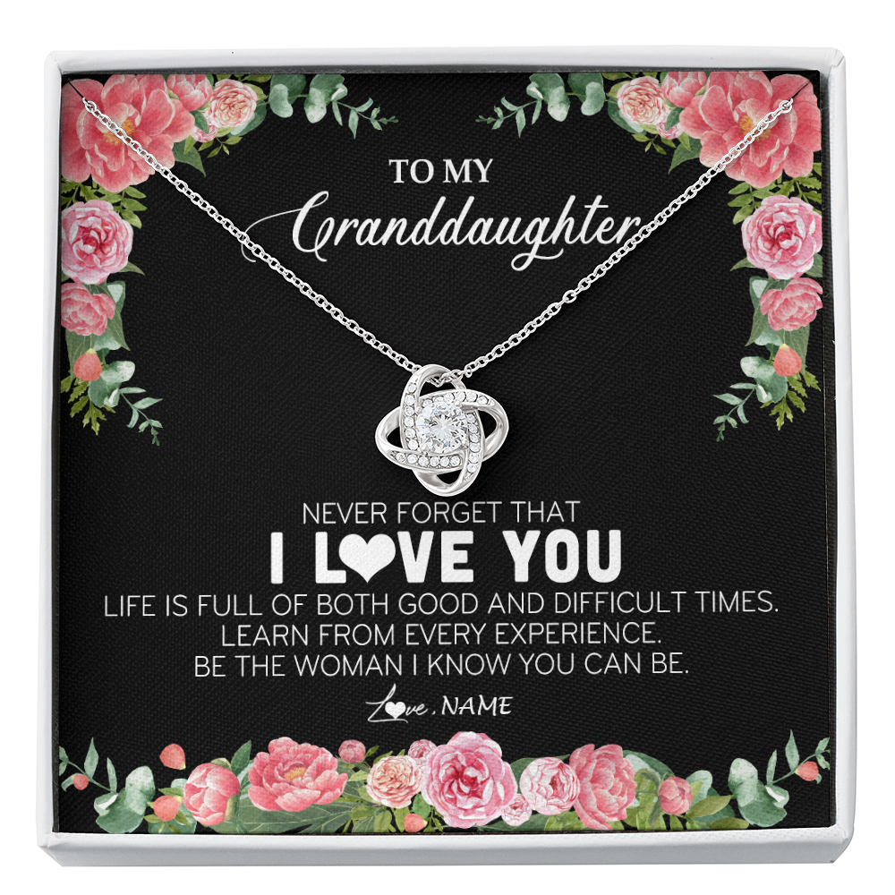 Love Knot Necklace | Personalized To My Granddaughter Necklace from Grandpa Papa Never Forget I Love You Floral Jewelry for Granddaughter Birthday Christmas Customized Message Card | siriusteestore