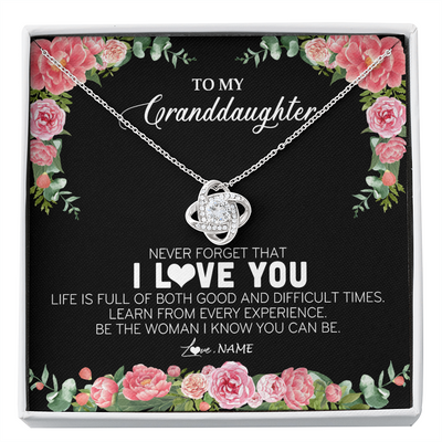 Love Knot Necklace | Personalized To My Granddaughter Necklace from Grandpa Papa Never Forget I Love You Floral Jewelry for Granddaughter Birthday Christmas Customized Message Card | siriusteestore