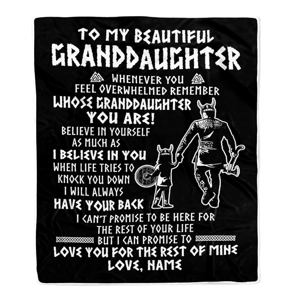 Personalized To My Granddaughter Viking Blanket From Grandpa Whenever You Feel Overwhelmed Birthday Christmas Customized Bed Fleece Blanket | siriusteestore