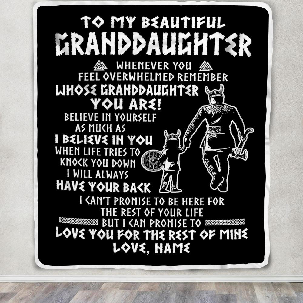 Personalized To My Granddaughter Viking Blanket From Grandpa Whenever You Feel Overwhelmed Birthday Christmas Customized Bed Fleece Blanket | siriusteestore