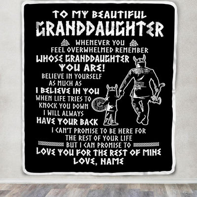 Personalized To My Granddaughter Viking Blanket From Grandpa Whenever You Feel Overwhelmed Birthday Christmas Customized Bed Fleece Blanket | siriusteestore