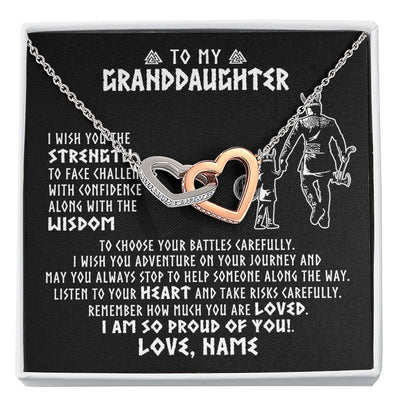 Interlocking Hearts Necklace | Personalized To My Granddaughter Viking Necklace From Papa Grandpa I Am So Proud Of You Runes Viking Birthday Christmas Customized Gift Box Message Card | siriusteestore