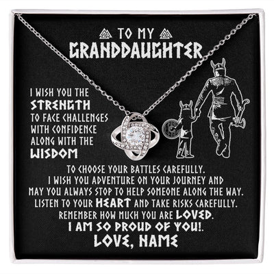 Love Knot Necklace | Personalized To My Granddaughter Viking Necklace From Papa Grandpa I Am So Proud Of You Runes Viking Birthday Christmas Customized Gift Box Message Card | siriusteestore