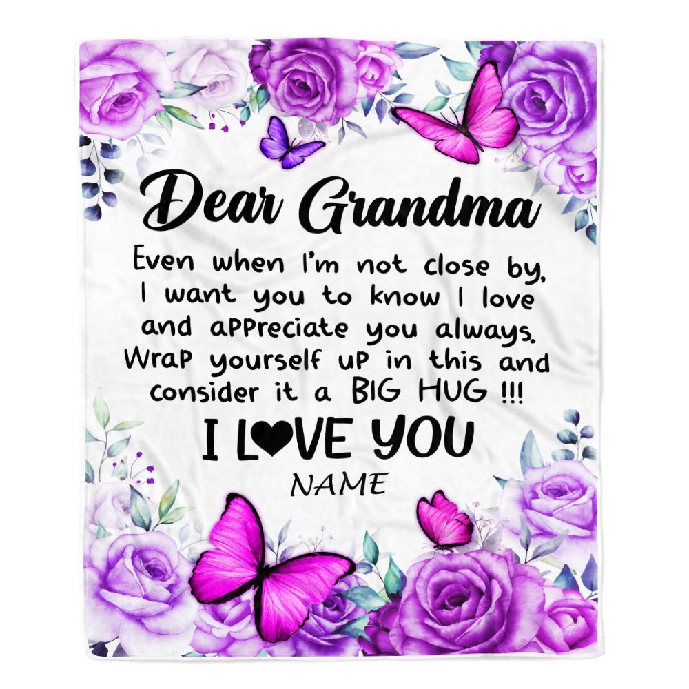 Personalized To My Grandma Blanket From Granddaughter Grandson Butterfly Love And Appreciate Grandma Birthday Mothers Day Christmas Customized Fleece Blanket | siriusteestore