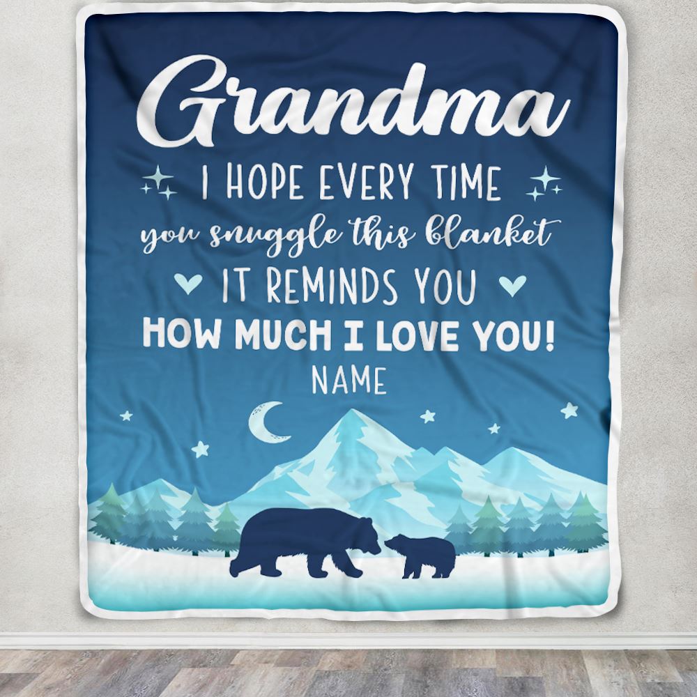 Personalized To My Grandma Blanket From Granddaughter Grandson I Hope Every Time Bear Grandma Birthday Mothers Day Christmas Customized Fleece Blanket | siriusteestore