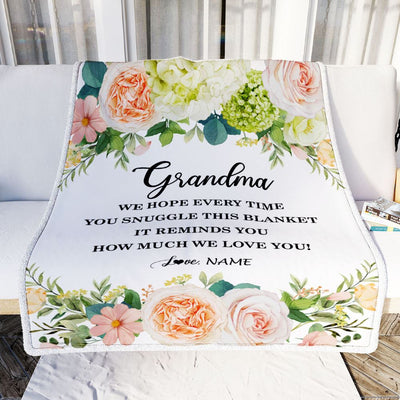 Personalized To My Grandma Blanket From Grandkids How Much We Love You Flower Grandma Birthday Mothers Day Christmas Customized Fleece Throw Blanket | siriusteestore
