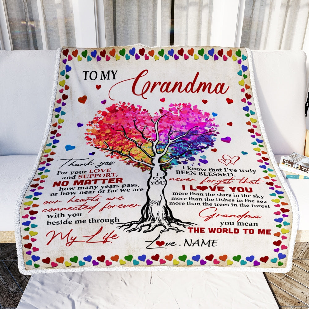 Personalized To My Grandma Blanket From Grandkids Never Forget That I Love You You Mean The World to Me Grandma Birthday Mothers Day Christmas Fleece Blanket | siriusteestore