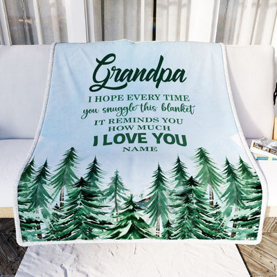Personalized To My Grandpa Blanket From Grandchildren Grandkids I Hope Every Time Forest Green Grandpa Birthday Fathers Day Christmas Customized Fleece Blanket | siriusteestore