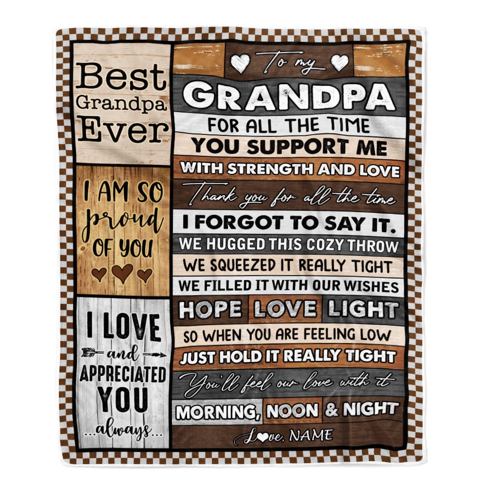Personalized To My Grandpa Blanket From Granddaughter Grandson Thank You For All The Time Birthday Fathers Day Christmas Customized Bed Fleece Throw Blanket | siriusteestore