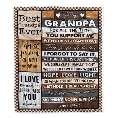 Personalized To My Grandpa Blanket From Granddaughter Grandson Thank You For All The Time Birthday Fathers Day Christmas Customized Bed Fleece Throw Blanket | siriusteestore