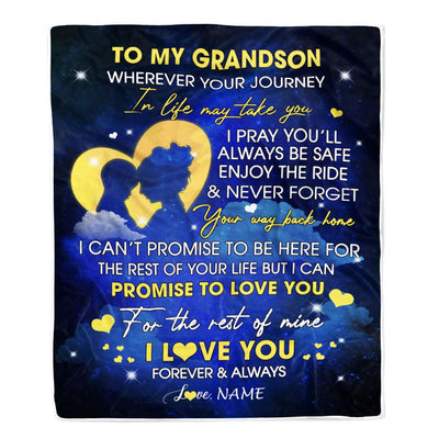 Personalized To My Grandson Blanket From Grandma Grammy Wherever Your Journey Grandson Birthday Graduation Christmas Customized Bed Fleece Throw Blanket | siriusteestore