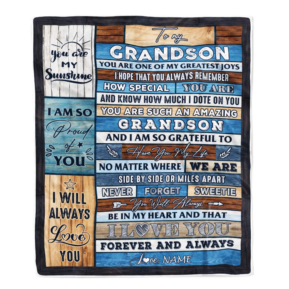 Personalized To My Grandson Blanket From Grandma Grandpa My Greatest Joys Grandson Birthday Graduation Christmas Customized Bed Fleece Throw Blanket | siriusteestore